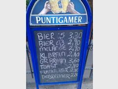 Preise für Essen in der Wiener Bar, Preise für Bier in einer Bar