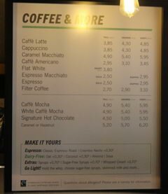 Coffeeshop-Preise in Belgien, Kaffee in einem Coffeeshop