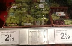 Le coût des légumes et des fruits en Belgique, les raisins