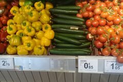 Kosten für Gemüse und Obst in Belgien, Gurken, Tomaten