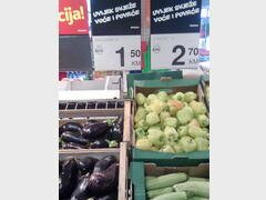 Lebensmittelpreise in Bosnien und Herzegowina, Auberginen und Zucchini