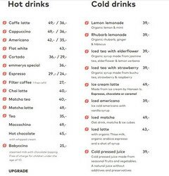 Preise in Kopenhagen, Dänemark in Cafés, Heiße und kalte Getränke