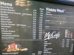 Fastfood-Preise in Finnland, McDonalds-Preise in Helsinki
