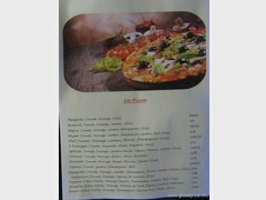 Preise in Frankreich in einem Café, Pizza-Menü