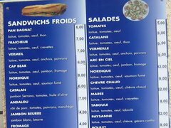 Preise in französischen Cafés, Sandwiches und andere Snacks