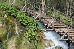 Lacs de Plitvice en Croatie, Ponts et échelles en bois 