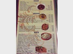 Preise für Restaurants in Goa, Goa Cuisine