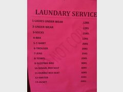Preise in Indien, Wäschereidienstleistungen
