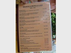 Prix des cafés et restaurants de Bali, menu petit-déjeuner