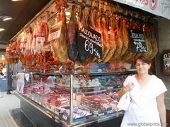 Prix des aliments en Espagne, Jamon à Barselona sur un marché