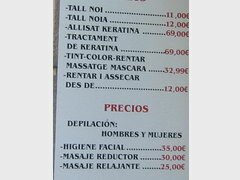 Preise in Barcelona für Dienstleistungen, Preise in Schönheitssalons.