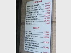 Preise in Barcelona für Dienstleistungen, Verschiedene Schönheitsbehandlungen