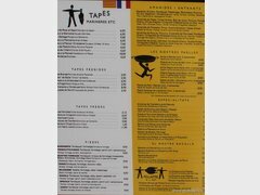 Preise in Cafés und Restaurants in Barcelona, Tapas-Bar am Strand - Menü