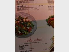 Prix des aliments et des boissons en Italie, Salades dans une pizzeria 