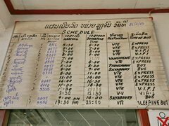 Laos, Luang Prabang transport, Horaires et prix pour Vientiane