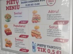 Fast Food Preise in Vilnius, Fast Food Menü