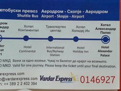 Macédoine, Transports de Skopje, Billet de bus Vardar Express