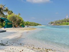 Plages des Maldives, plage de BIKINI sur l'île Guraidhoo (petite île attribuée)