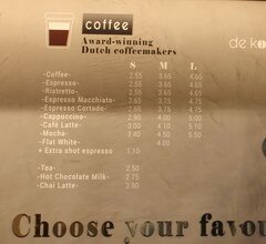Lebensmittelpreise in Amsterdam in den Niederlanden, Coffeeshop-Preise