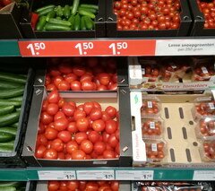 Prix des produits alimentaires à Amsterdam, Concombres et tomates