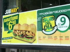 Lebensmittelpreise in Peru Cafe, Subway Sandwich