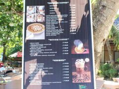 Philippines, Bohol, Food prices, Prix dans un café sur la plage