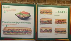 Schnelles Essen in Warschau, Subway Preise