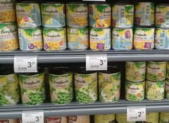 Lebensmittelpreise in Polen in Warschau, Erbsen und Mais