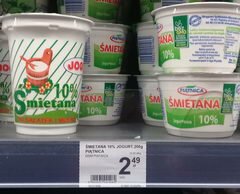Prix des aliments en Pologne dans les supermarchés, Crème aigre