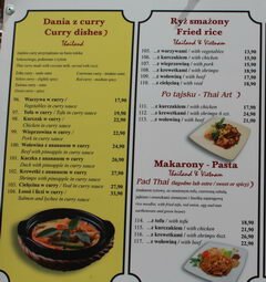 Preise in Warschauer Restaurants, Thailändisches Essen
