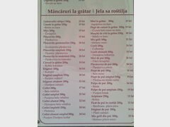 Preise für eine Mahlzeit in Bukarest, Hauptgerichte in einem Restaurant