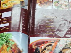Preise im Restaurant in Singapur, Bild der Speisekarte im Restaurant