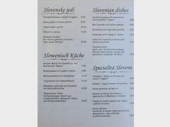 Prix dans les restaurants de Ljubljana, Cuisine slovène, coût des repas