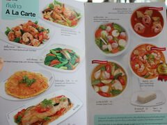 Hua Hin prix des aliments, Thaïlande, Menu avec des fruits de mer