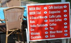 Lebensmittelpreise in der Türkei in Antalya, Bar Preise