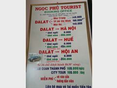 Vietnam, Dalat, Horaires des bus de Dalat à Nha Trang et Ho Chi Minh 