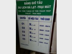 Vietnam, Sehenswürdigkeiten in Dalat, Fahrplan des Touristenzugs