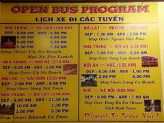 Vietnam, Transport in Nha Trang, Fahrplan der Touristenbusse nach Dalat und Mui Ne 