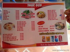 Vietnam, restaurants pour les habitants de Nha Trang, Divers repas dans un restaurant.