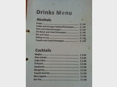 Coût des repas au Cambodge, Prix de l'alcool dans un bar au Cambodge