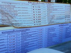 Prix des repas au Cambodge, Coût du déjeuner et du petit-déjeuner au Cambodge.