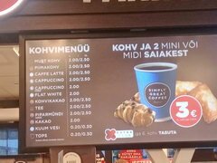 Prix à Tallinn dans un café, Prix dans un café