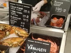 Lebensmittelpreise in Stockholm, Schweden, Meeresfrüchte im Supermarkt